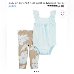 Carter's Light Blue Eyelet Bodysuit and Floral Pants Set